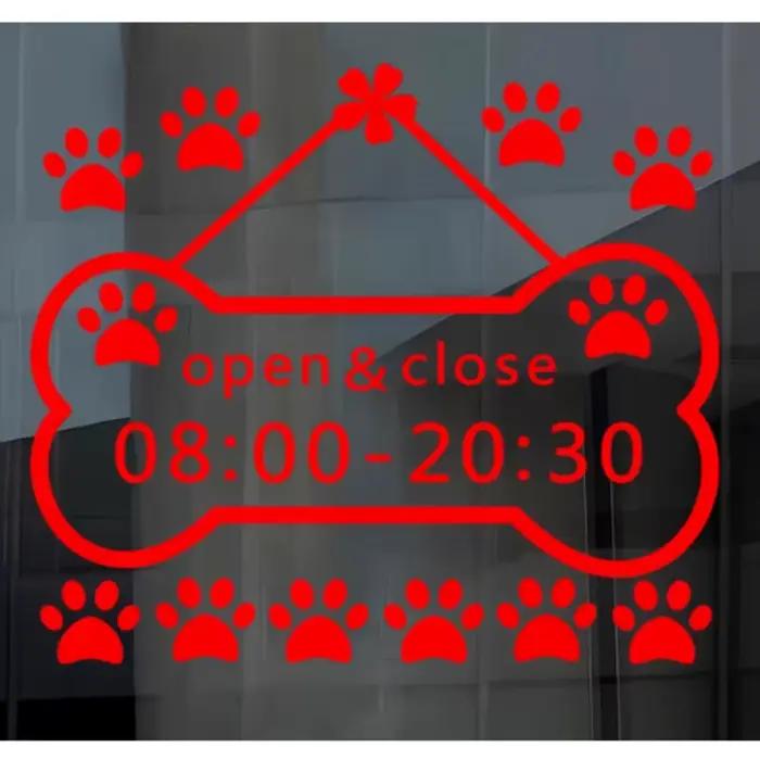 Belle Cust bienvenue personnalisé heure d'affaires ouvrir fermer les heures autocollant jouet animalerie fenêtre porte