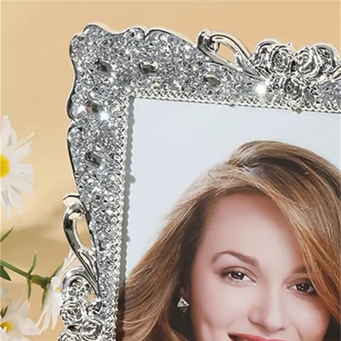 Cadre photo doré, argent et diamant