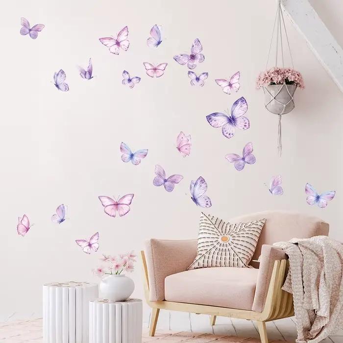 Autocollants muraux romantiques en forme de papillon
