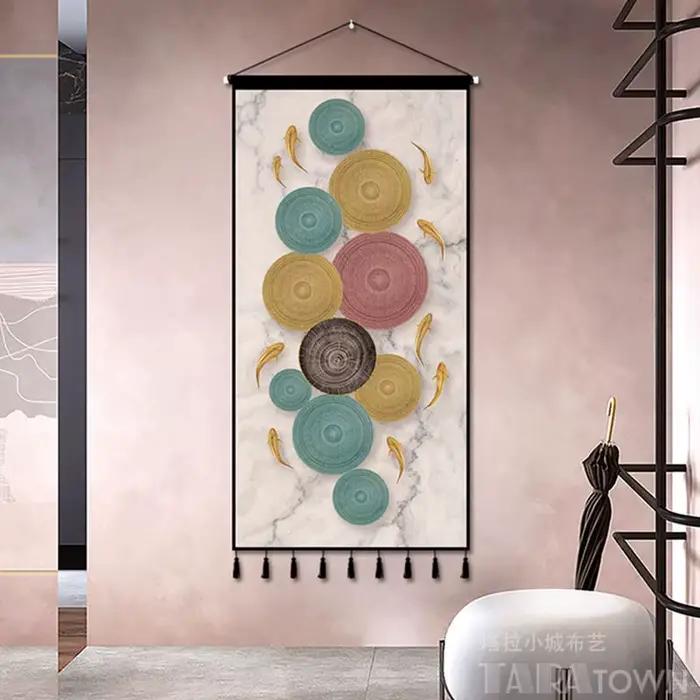 Tapisserie de Décoration Murale Suspendue en Tissu de Fond Chinois