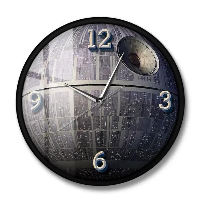 Horloge murale 3D à motif d'étoiles de la mort