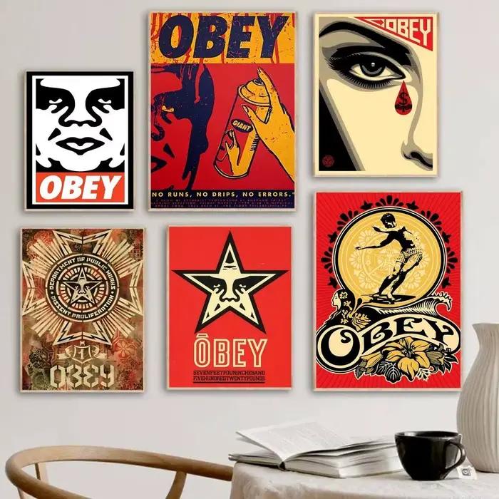 Affiches de dessin animé O-Obey avec LOGO de rue populaire