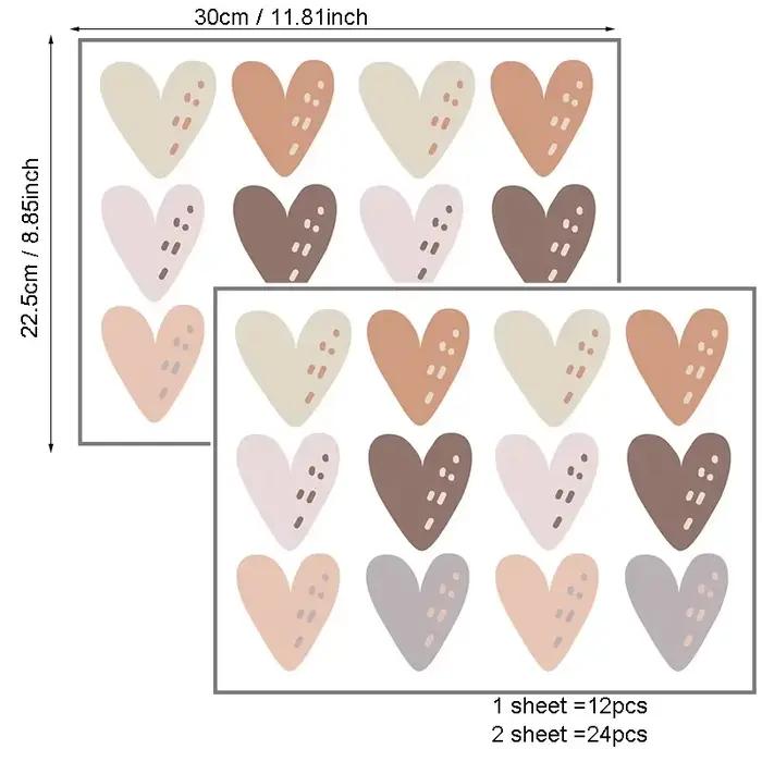 24 pièces coeur autocollant mural pour chambre d'enfants bébé garçon