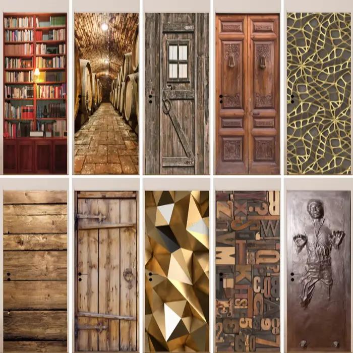 Autocollant de porte imitation bois