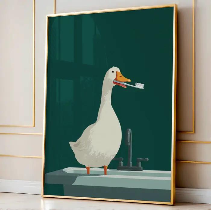 Affiches d'art en forme d'oie de dessin animé mignon