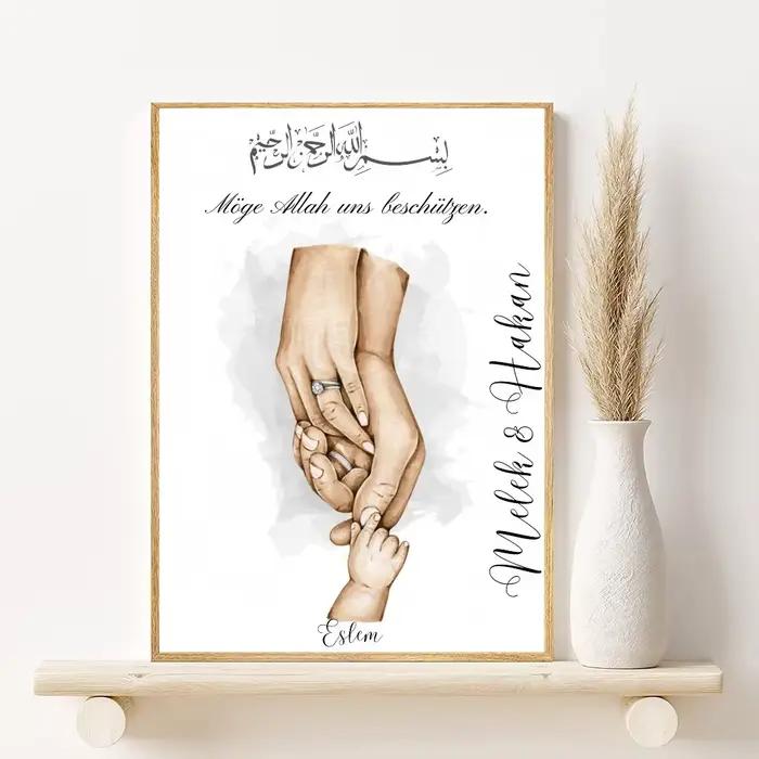 Affiche d'art abstrait mains familiales