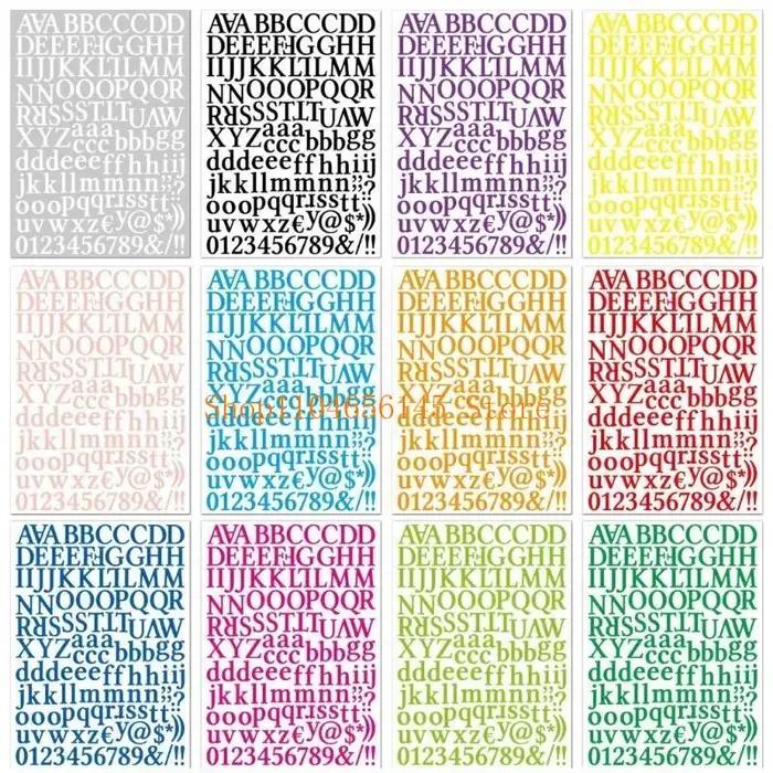 5ASD 12 feuilles lettres multicolaires Autocollant pour le scrapbooking Decors Letter Sticker