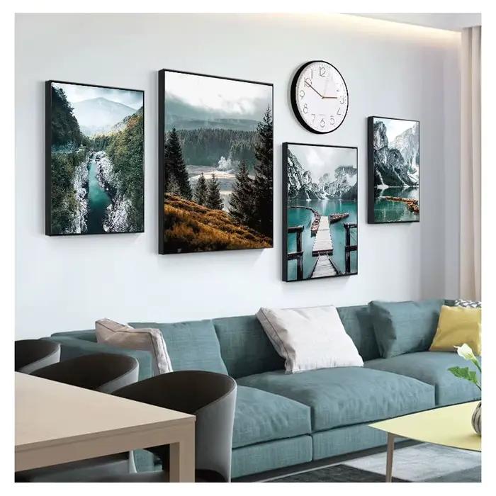 Affiche sur toile de pont de lac de montagne