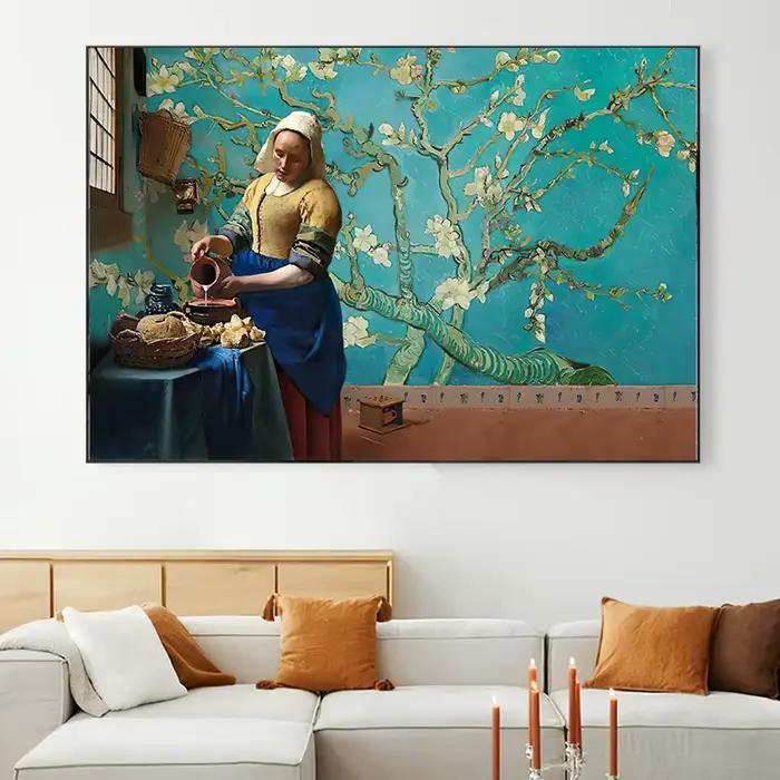 Célèbre artiste Van Gogh Monet peinture ciel étoilé Iris fleur toile affiche impression mur Art photo salon décor Mural