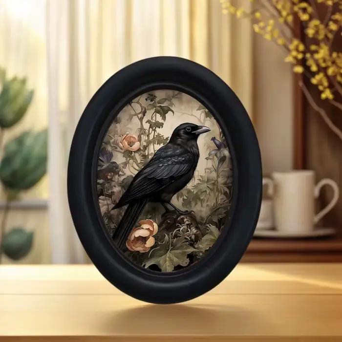 1 pièce, corbeau floral 3D Art mural animal rétro - Décoration en bois (525 * 4