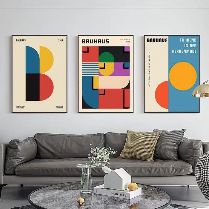 Peinture sur toile Pop Art Bauhaus Geometry Mondrian Gallery Wall