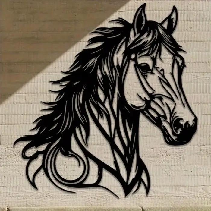 Décor artistique mural cheval en métal