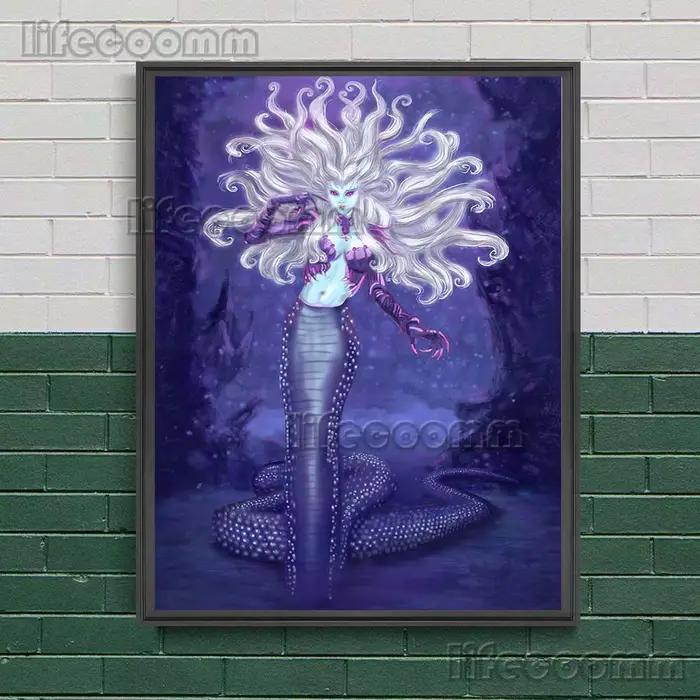 Affiche et imprimés d'art de dessin animé de sirène mignonne