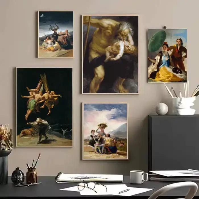F-Francisco De Goya affiche autocollants peinture murale auto-adhésive Stickers muraux pour chambre salon maison HD décor cadeau