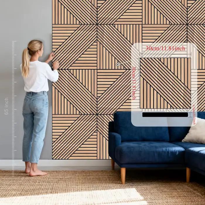 Panneau mural décoratif en bois à coller