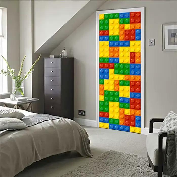 Autocollants muraux en PVC sur le thème des blocs de jeu pour la décoration de la maison