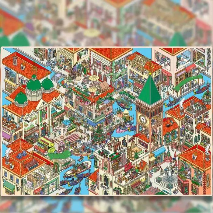 Autocollant de paysage miniature de la série Creative Urban Street, autocollant de scène de cabane grand format DIY, autocollant de jeu anti-stress de dessin animé