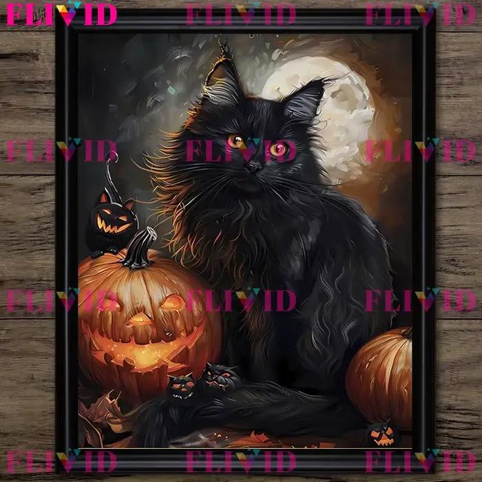 Portrait de chat noir diable et de chat Antique