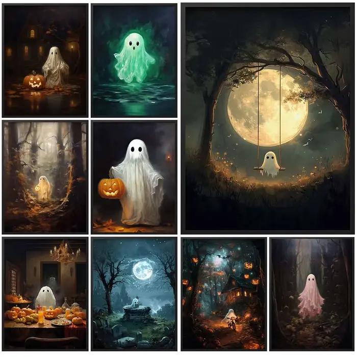 Affiche murale imprimée fantôme drôle Halloween jour des morts