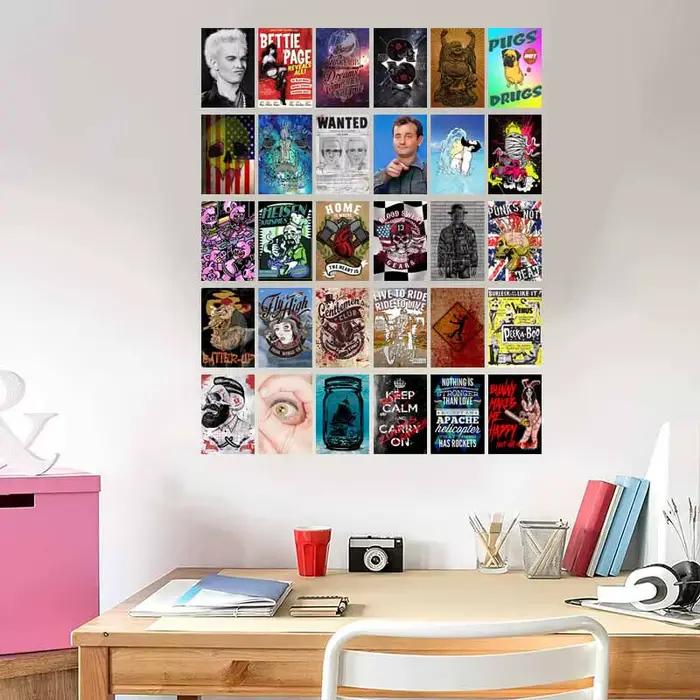 Kit de 30 affiches murales rétro sur le thème de la pop culture