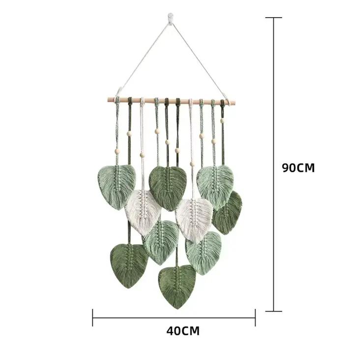 Tapisserie murale en macramé avec cuir chevelu tissé