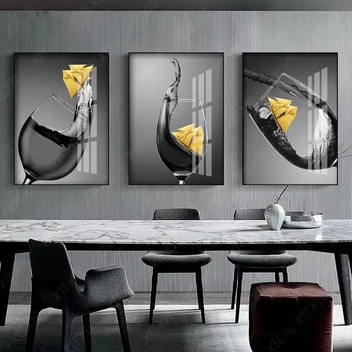 Affiche de vin rouge et verre à vin, toile de restaurant d'impression, peinture d'art mural, image pour le salon, la cuisine, la décoration à la maison