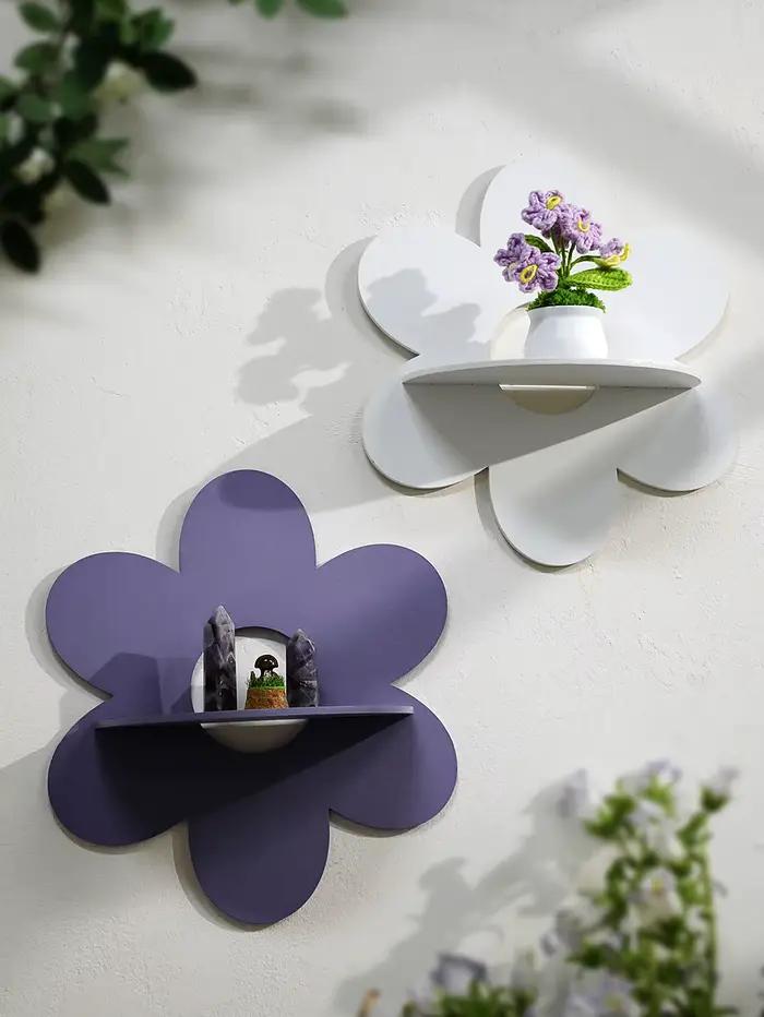 Étagères murales en bois en forme de fleur - Étagère décorative mignonne pour la chambre d'enfant