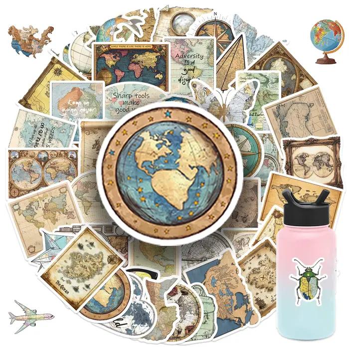Autocollants de voyage carte du monde Vintage