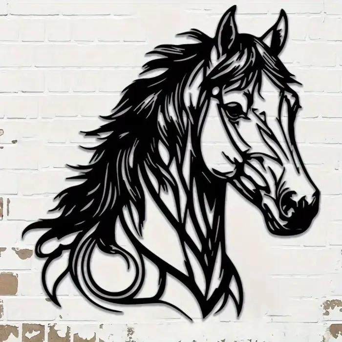 Décor artistique mural cheval en métal