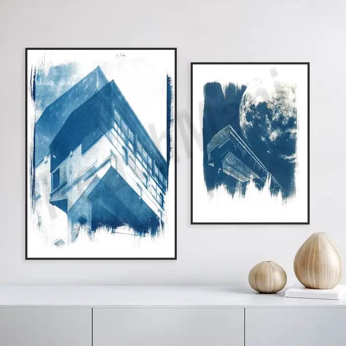 Affiche imprimée sur toile cyanotype