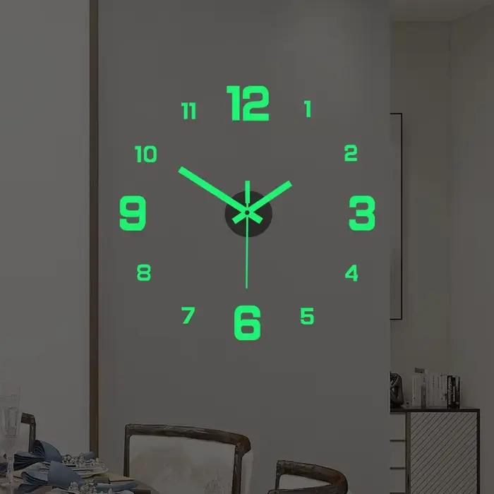 Reloj de pared Horloge murale lumineuse bricolage montre à Quartz horloges acrylique miroir autocollants Horloge murale décoration murale décoration de la maison chaude