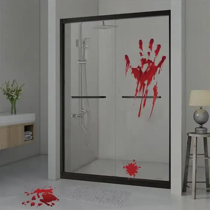 Spooky Halloween Window Stickers Decoration Scary Blood Hand Party Bloody Red Decals Home Accessories Living Room