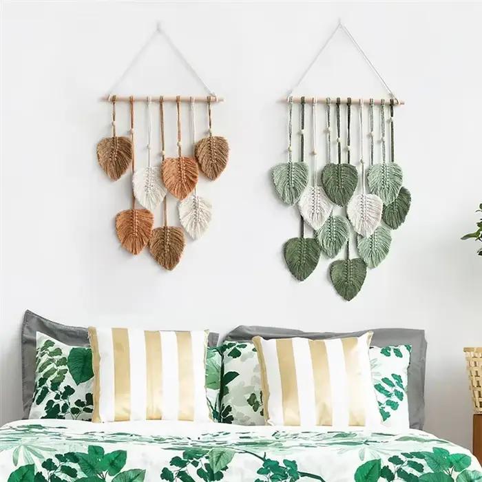 Tapisserie murale en macramé avec cuir chevelu tissé