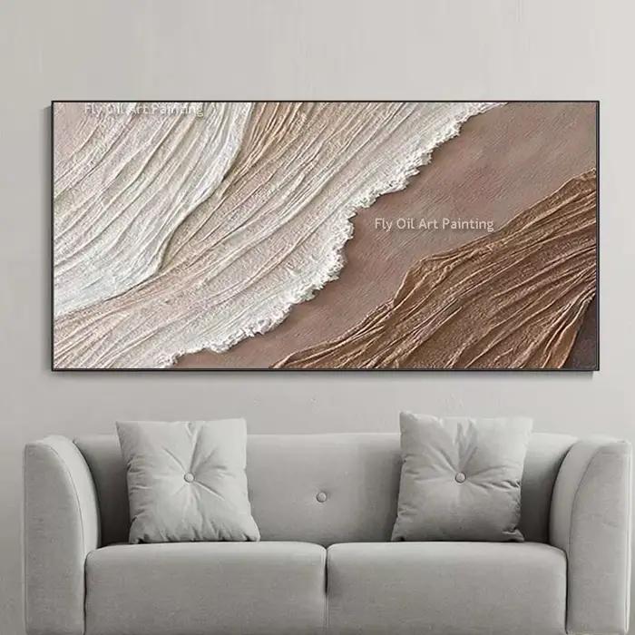 Peinture à l'huile d'optique texturée abstraite de vagues d'océan peinte à la main