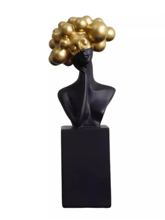 Sculpture de figurine d'art moderne noir et blanc