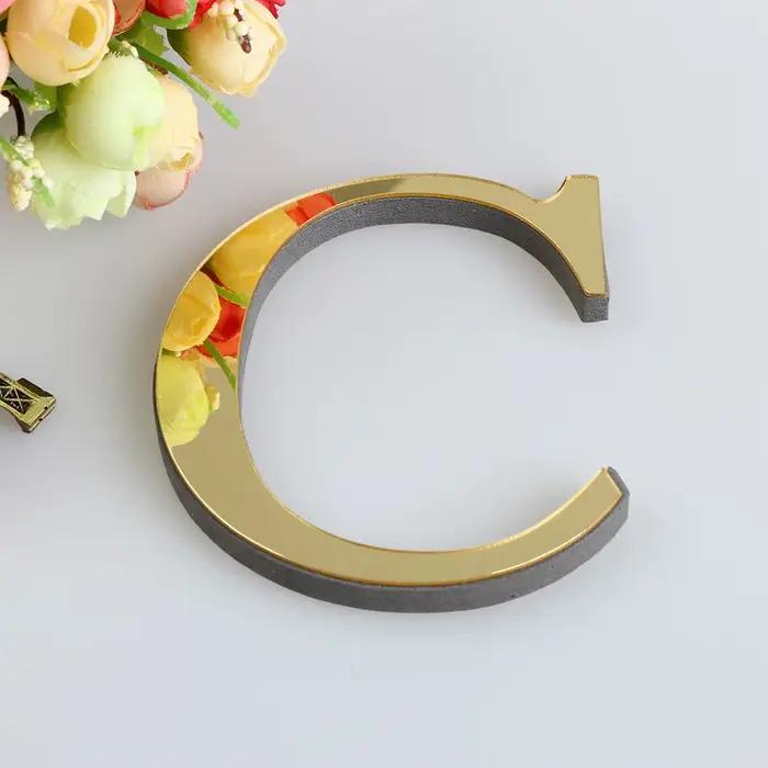 Autocollant mural miroir avec lettres anglaises 3D