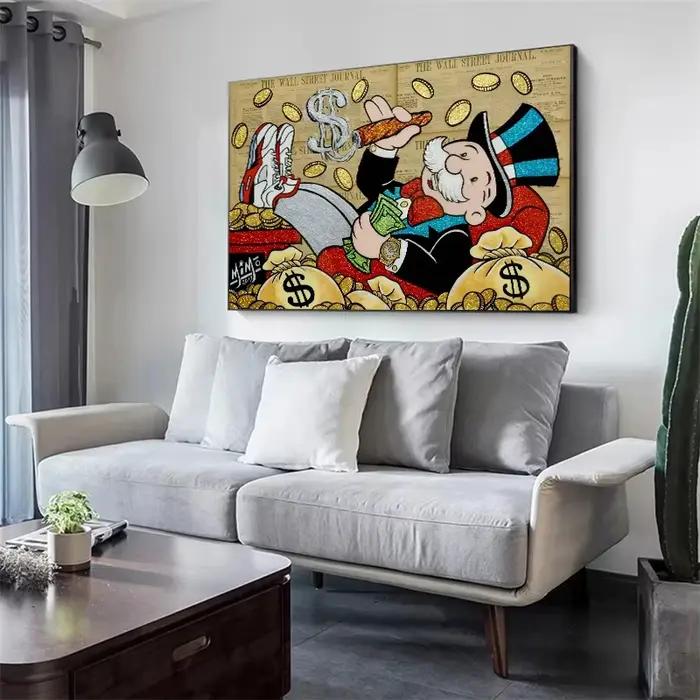 Alec monopole toile peinture Graffiti millionnaire argent rue Art affiches imprime photo pour salon décor Cuadro sans cadre