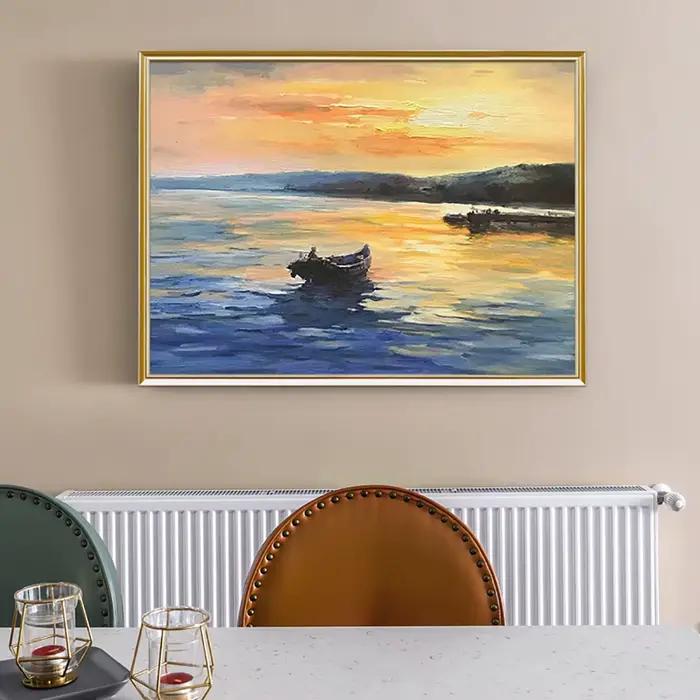 Peinture à l'huile abstraite texturée peinte à la main, grand tableau mural de paysage, toile décorative pour salon et bureau