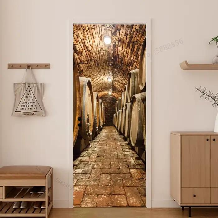 Autocollant de porte imitation bois