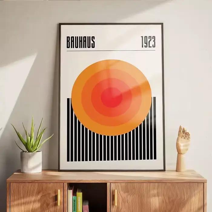 Impression d'art mural géométrique circulaire Bauhaus moderne 1923