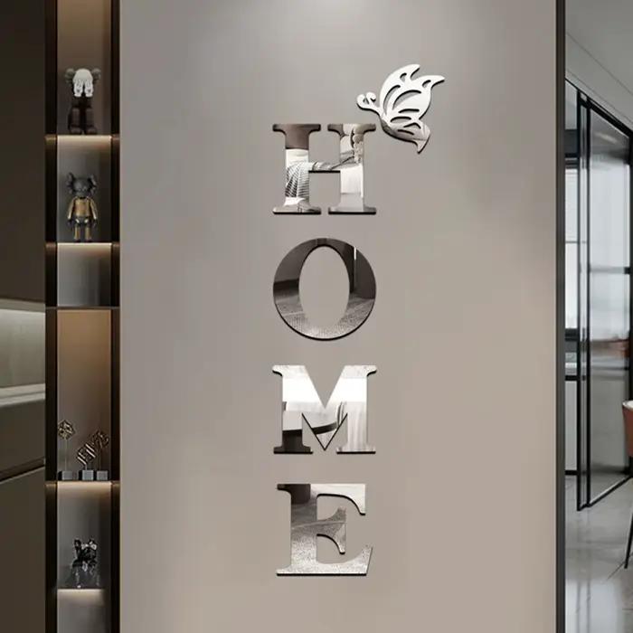 Autocollant mural miroir 3D avec Logo de maison