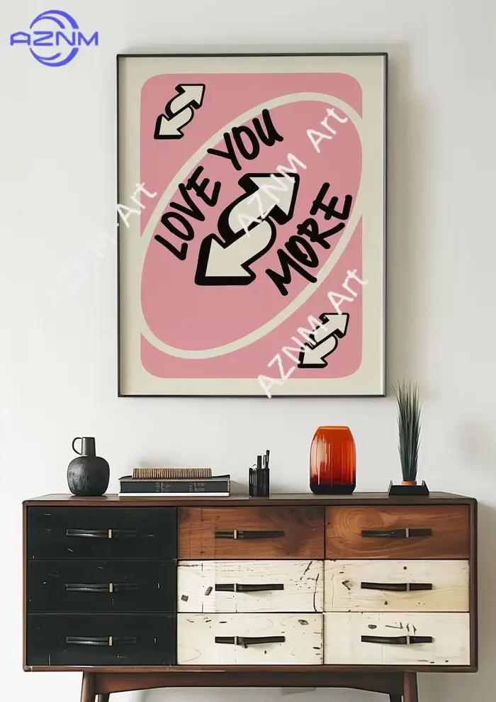 Décoration murale rétro « Love You More » – Art Y2K rose pour accent de chambre, décoration murale de dortoir ou pièce décorative romantique pour la maison
