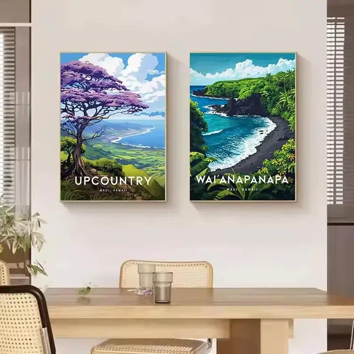 Affiche de paysage naturel Vintage Hawaii Lahaina