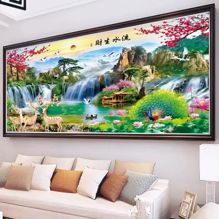 Peinture de paysage de paon d'élan