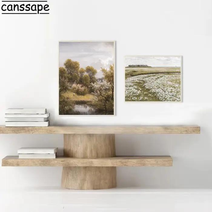 Paysage rural français Vintage Brook toile peinture