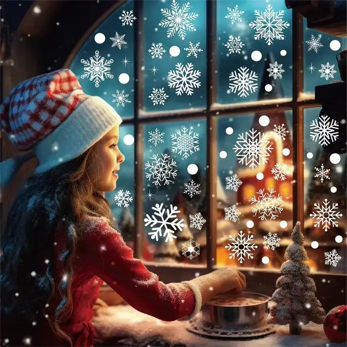 Autocollant de décoration de fenêtre de flocon de neige blanc pour la maison