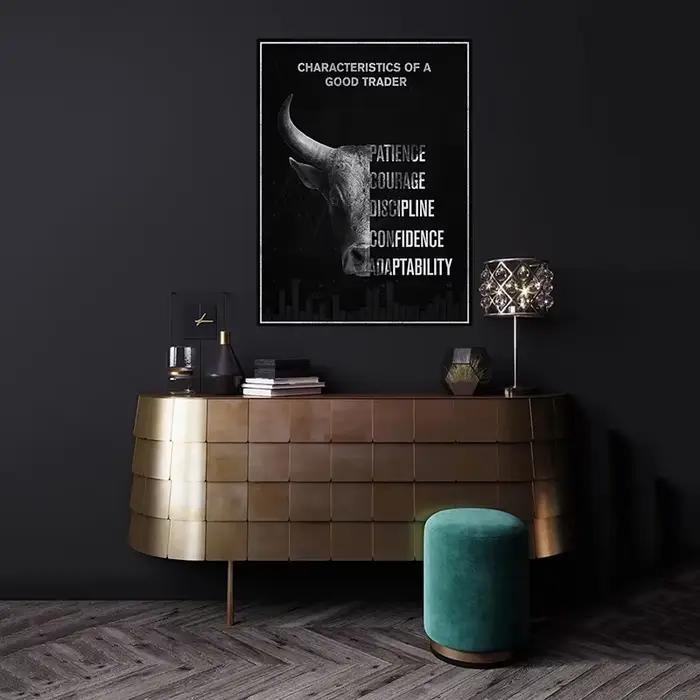 Affiche de motivation Nano istic d'un bon trader Patience Courage Discipline