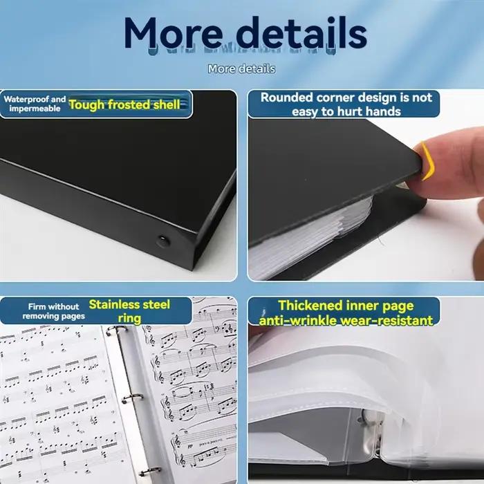 Dossier de partitions, accessoires de support de musique, support de partitions, dossier de chorale inscriptible et détachable