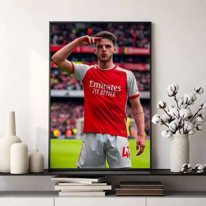 Affiche de football Declan R-Rice Arsenal Angleterre, imperméable, HD, moderne, à coller, décoration murale pour chambre à coucher, salon, dortoir, bureau
