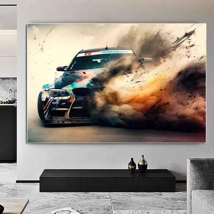 Art mural de voiture de course de luxe avec graffiti